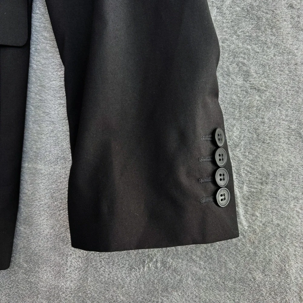 H&M Men Regular Fit Suit Jacket Blazer‎ Black Polyester Viscose US 44R Career